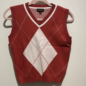 Bee Free Red and White Sweater Vest